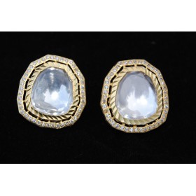 Crystal  Stud Gold Diamond Earrings
